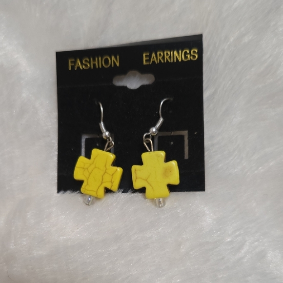 Unbranded Jewelry - Yellow Cross Dangle Earrings